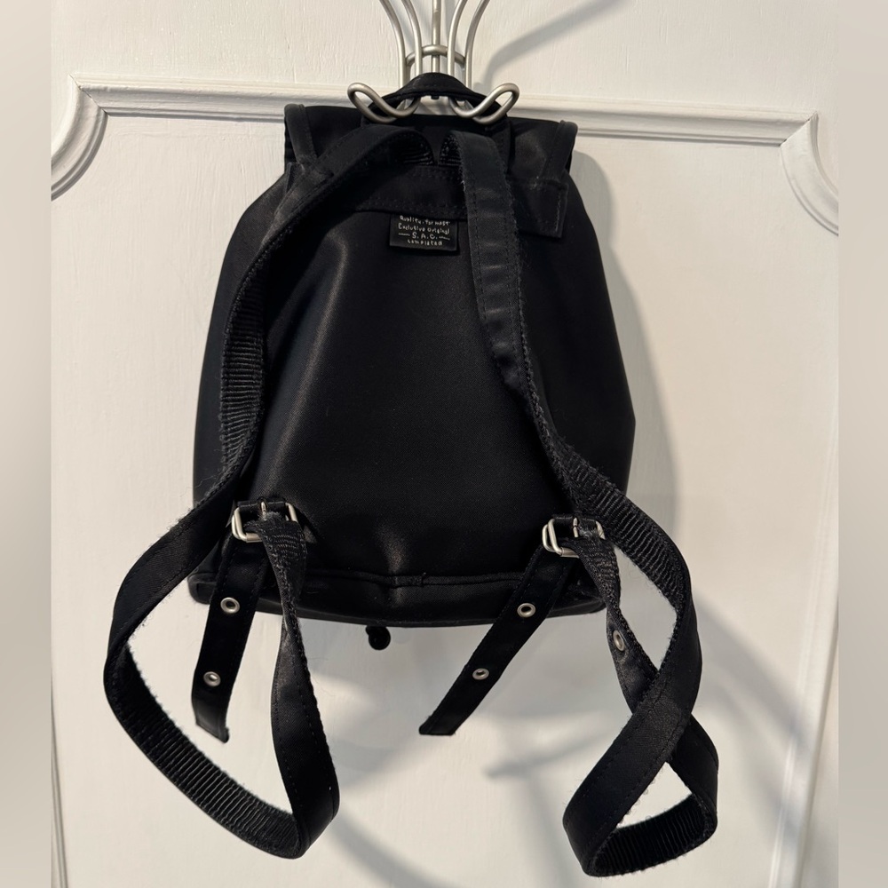 Vintage Sac Black Satin Backpack with Silver Accents - Approx. 1992-1995 Japan - Picture 2 of 11